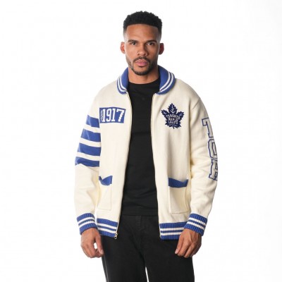 Unisex Toronto Maple Leafs The Wild Collective Cream Jacquard Full-Zip Sweater