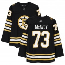 Игровая джерси Charlie McAvoy Boston Bruins Autographed Fanatics Authentic Black adidas Authentic with 100th Anniversary Patch