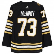 Игровая джерси Charlie McAvoy Boston Bruins Autographed Fanatics Authentic Black adidas Authentic with 100th Anniversary Patch