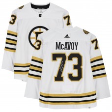 Игровая джерси Charlie McAvoy Boston Bruins Autographed Fanatics Authentic White adidas Authentic with 100th Anniversary Patch