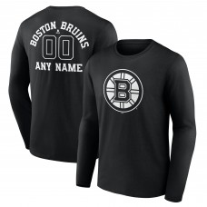 Именная футболка с длинным рукавом Boston Bruins Black Monochrome