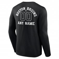 Именная футболка с длинным рукавом Boston Bruins Black Monochrome