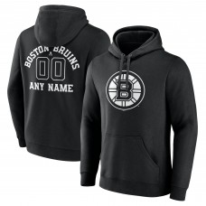 Boston Bruins Black Personalized Name & Number Monochrome Pullover Hoodie