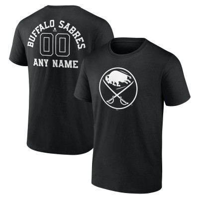 Buffalo Sabres Black Personalized Name & Number Monochrome T-Shirt