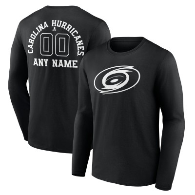 Футболка с длинным рукавом Carolina Hurricanes Black Personalized Name & Number Monochrome