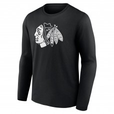 Именная футболка с длинным рукавом Chicago Blackhawks Monochrome - Black