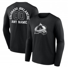 Футболка с длинным рукавом Colorado Avalanche Black Personalized Name & Number Monochrome