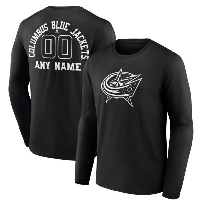 Именная футболка с длинным рукавом Columbus Blue Jackets Monochrome - Black