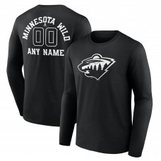 Именная футболка с длинным рукавом Minnesota Wild Black Monochrome