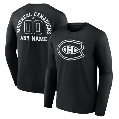 Montreal Canadiens Black Personalized Name & Number Monochrome Long Sleeve T-Shirt