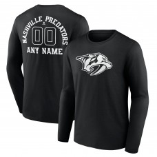 Nashville Predators Black Personalized Name & Number Monochrome Long Sleeve T-Shirt