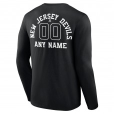 Футболка с длинным рукавом New Jersey Devils Black Personalized Name & Number Monochrome