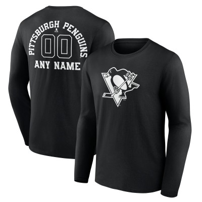 Футболка с длинным рукавом Pittsburgh Penguins Personalized Name & Number Monochrome - Black