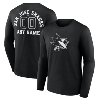 Именная футболка с длинным рукавом Футболка San Jose Sharks Monochrome - Black