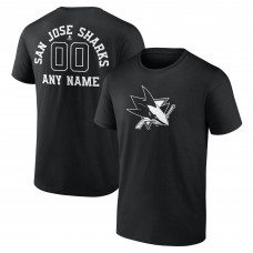 Футболка San Jose Sharks Black Personalized Name & Number Monochrome