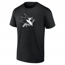 Футболка San Jose Sharks Black Personalized Name & Number Monochrome