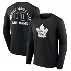 Именная футболка с длинным рукавом Toronto Maple Leafs Black Monochrome