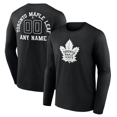 Именная футболка с длинным рукавом Toronto Maple Leafs Black Monochrome