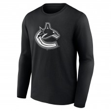 Vancouver Canucks Black Personalized Name & Number Monochrome Long Sleeve T-Shirt