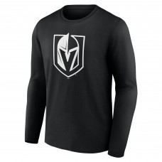 Футболка с длинным рукавом Vegas Golden Knights Black Personalized Name & Number Monochrome