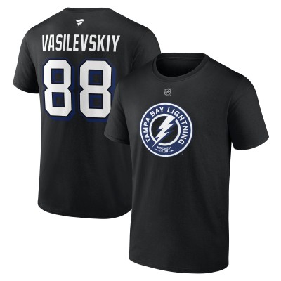 Футболка Tampa Bay Lightning Andrei Vasilevskiy Fanatics Black Authentic Stack Name & Number