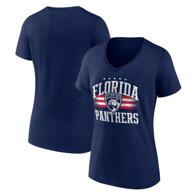 Женская футболка Florida Panthers Navy Americana Team V-Neck