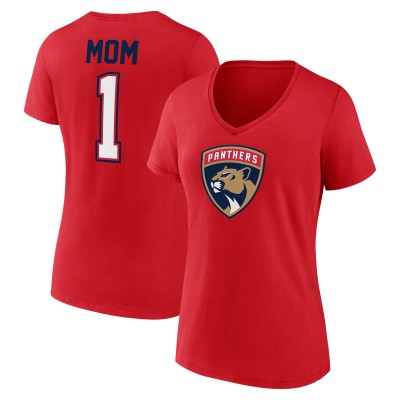 Футболка Florida Panthers Womens Mothers Day #1 Mom V-Neck - Red