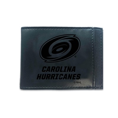 Кошелек с зажимом для денег Carolina Hurricanes Black Hybrid Leather Front Pocket Bi-Fold