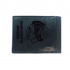 Кошелек с зажимом для денег Chicago Blackhawks Black Hybrid Leather Front Pocket Bi-Fold