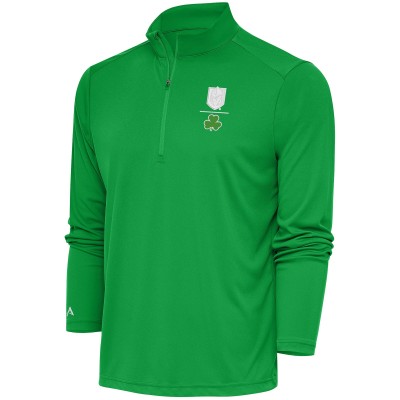 Vegas Golden Knights Antigua Kelly Green Shamrock Tribute Quarter-Zip Pullover Top