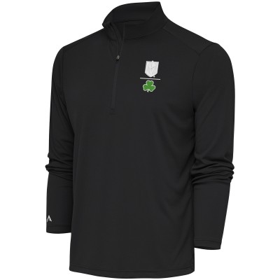 Vegas Golden Knights Antigua Charcoal Shamrock Tribute Quarter-Zip Pullover Top
