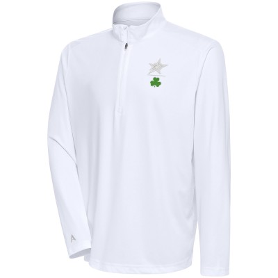 Кофта на короткой молнии Dallas Stars Antigua Shamrock Tribute - White