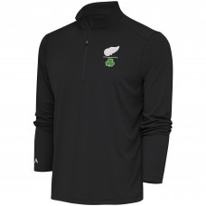 Detroit Red Wings Antigua Shamrock Tribute Quarter-Zip Pullover Top - Charcoal