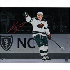 Kirill Kaprizov Minnesota Wild Autographed Fanatics Authentic 16 x 20 White Jersey Celebrating Spotlight Photograph