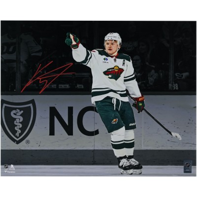 Kirill Kaprizov Minnesota Wild Autographed Fanatics Authentic 16 x 20 White Jersey Celebrating Spotlight Photograph