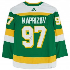 Игровая джерси Kirill Kaprizov Minnesota Wild Autographed Fanatics Authentic 2022-23 Reverse Retro adidas Authentic