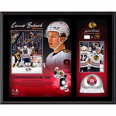 Connor Bedard Chicago Blackhawks Fanatics Authentic NHL Debut 12 x 15 Sublimated Plaque with Game-Used Ice from Debut Game - Limited Edition of 298