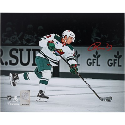 Marco Rossi Minnesota Wild Autographed Fanatics Authentic 8 x 10 White Jersey Shooting Spotlight Photograph