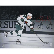 Marco Rossi Minnesota Wild Autographed Fanatics Authentic 16 x 20 White Jersey Shooting Spotlight Photograph