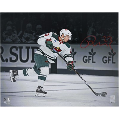 Marco Rossi Minnesota Wild Autographed Fanatics Authentic 16 x 20 White Jersey Shooting Spotlight Photograph