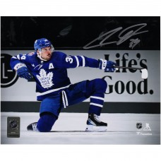 Auston Matthews Toronto Maple Leafs Autographed Fanatics Authentic 8 x 10 One Knee Celebrating Spotlight Photograph
