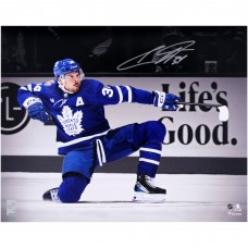 Auston Matthews Toronto Maple Leafs Autographed Fanatics Authentic 16 x 20 One Knee Celebrating Spotlight Photograph