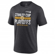 Boston Bruins 2024 Stanley Cup Playoffs Crossbar Tri-Blend T-Shirt - Heather Charcoal