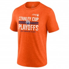 Edmonton Oilers 2024 Stanley Cup Playoffs Crossbar Tri-Blend T-Shirt - Heather Orange