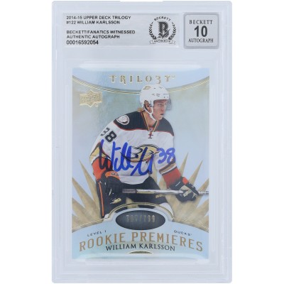 William Karlsson Anaheim Ducks Autographed 2014-15 Upper Deck Trilogy #122 #/799 Beckett Fanatics Witnessed Authenticated 10 Rookie Card