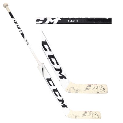 Marc-Andre Fleury Vegas Golden Knights Autographed Fanatics Authentic Game-Used White CCM Stick from the 2017-18 NHL Season