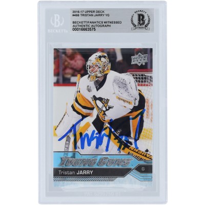 Tristan Jarry Pittsburgh Penguins Autographed 2016-17 Upper Deck Series 2 Young Guns #466 Beckett Fanatics Witnessed Authenticated Rookie Card
