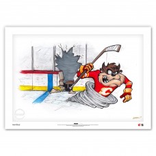 Calgary Flames Tasmanian Devil 14 x 20 Looney Tunes Fine Art Print - Limited Edition