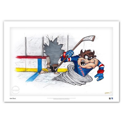 New York Rangers Tasmanian Devil 14 x 20 Looney Tunes Fine Art Print - Limited Edition