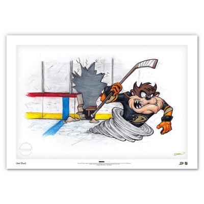 Anaheim Ducks Tasmanian Devil 24 x 36 Looney Tunes Fine Art Print - Limited Edition